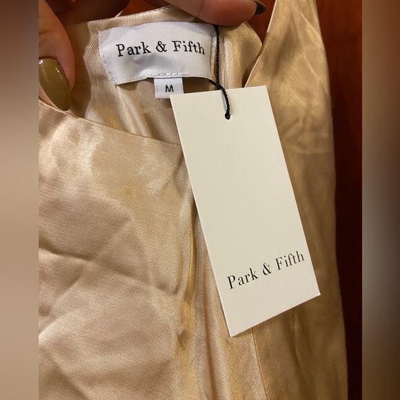 Park & Fifth Kent pale gold satin mini dress NWT - Picture 7 of 10